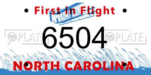 6504 North Carolina License Plate