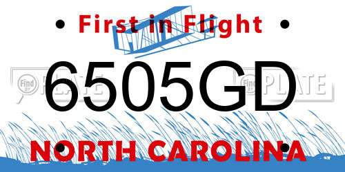 6505GD North Carolina License Plate