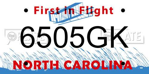 6505GK North Carolina License Plate