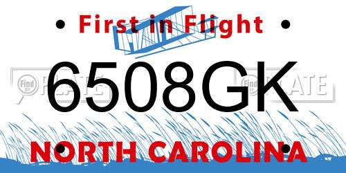 6508GK North Carolina License Plate