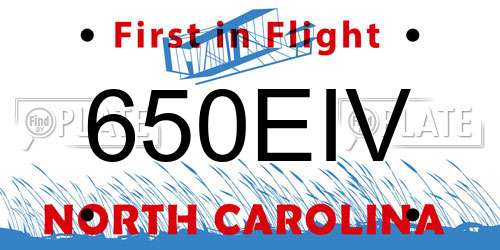 650EIV North Carolina License Plate