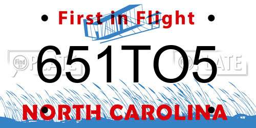 651TO5 North Carolina License Plate