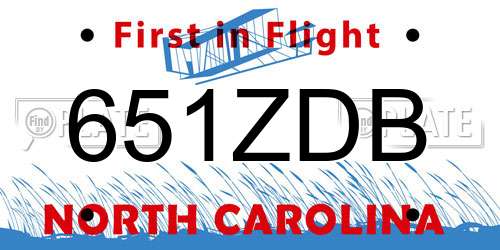 651ZDB North Carolina License Plate