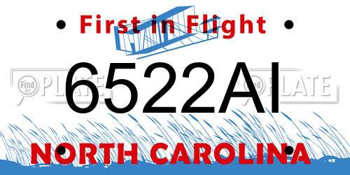 6522AI North Carolina License Plate