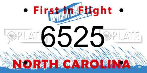 6525 North Carolina License Plate
