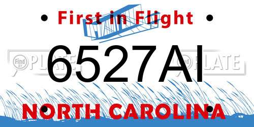 6527AI North Carolina License Plate