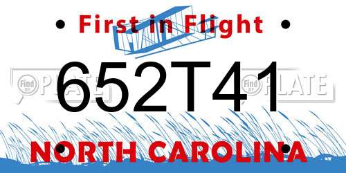 652T41 North Carolina License Plate