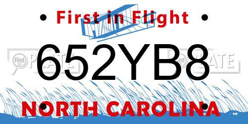 652YB8 North Carolina License Plate