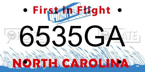 6535GA North Carolina License Plate