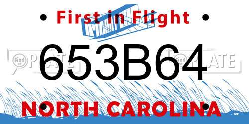 653B64 North Carolina License Plate