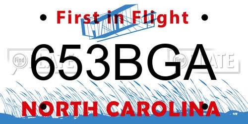 653BGA North Carolina License Plate