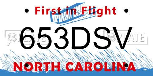 653DSV North Carolina License Plate