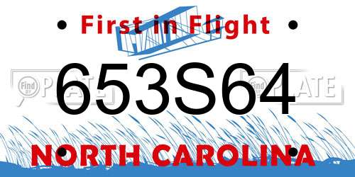 653S64 North Carolina License Plate