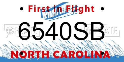6540SB North Carolina License Plate