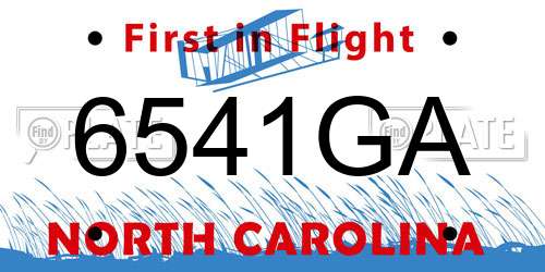 6541GA North Carolina License Plate