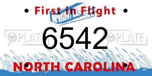 6542 North Carolina License Plate