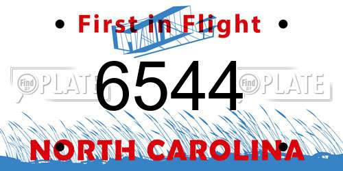 6544 North Carolina License Plate