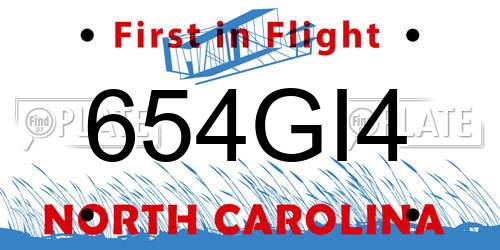 654GI4 North Carolina License Plate