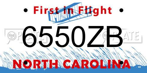 6550ZB North Carolina License Plate