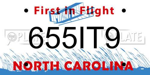 655IT9 North Carolina License Plate