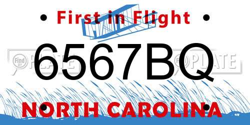 6567BQ North Carolina License Plate