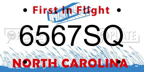 6567SQ North Carolina License Plate