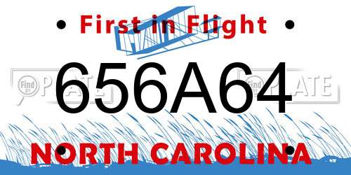 656A64 North Carolina License Plate