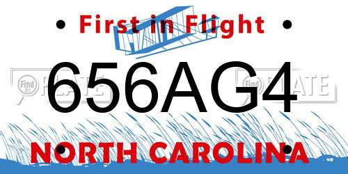 656AG4 North Carolina License Plate
