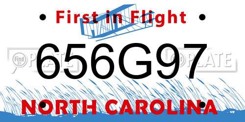 656G97 North Carolina License Plate