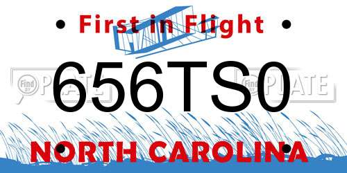 656TS0 North Carolina License Plate