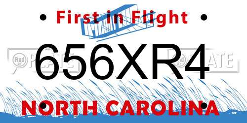 656XR4 North Carolina License Plate
