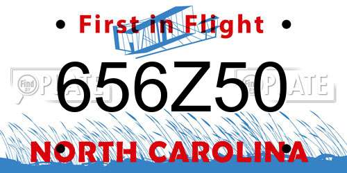 656Z50 North Carolina License Plate