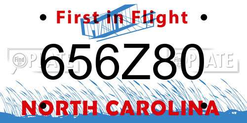 656Z80 North Carolina License Plate
