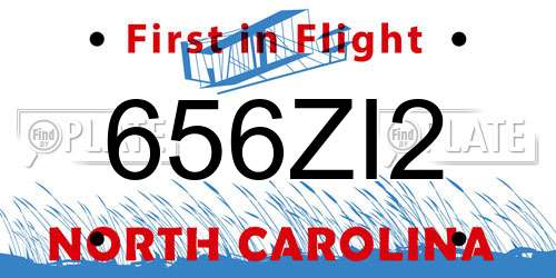 656ZI2 North Carolina License Plate