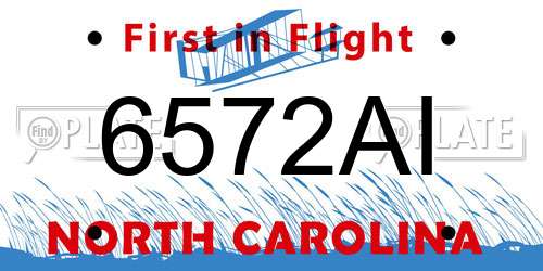 6572AI North Carolina License Plate