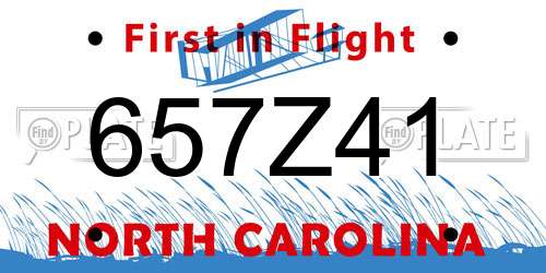 657Z41 North Carolina License Plate