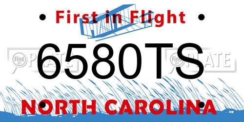 6580TS North Carolina License Plate