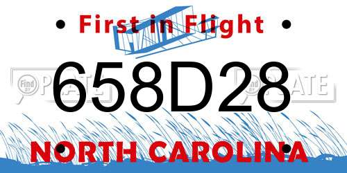 658D28 North Carolina License Plate