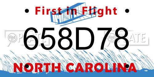 658D78 North Carolina License Plate
