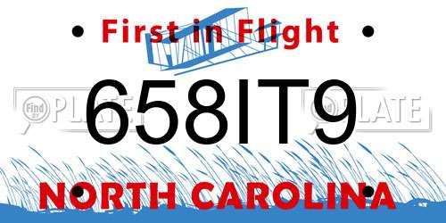 658IT9 North Carolina License Plate