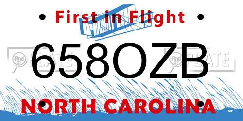 658OZB North Carolina License Plate
