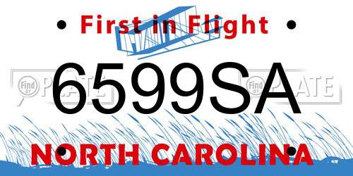 6599SA North Carolina License Plate