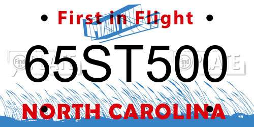65ST500 North Carolina License Plate
