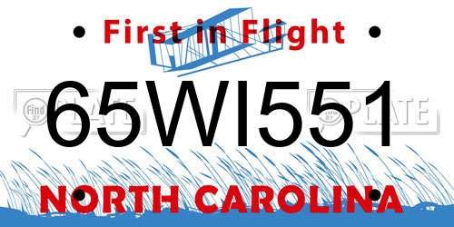 65WI551 North Carolina License Plate