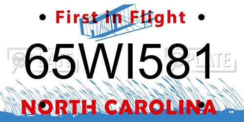 65WI581 North Carolina License Plate