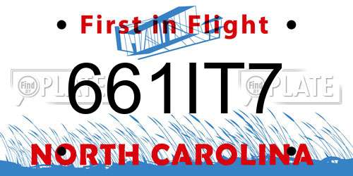 661IT7 North Carolina License Plate