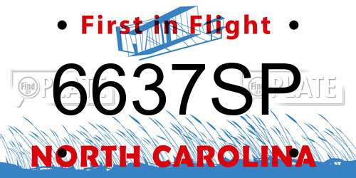 6637SP North Carolina License Plate