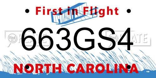 663GS4 North Carolina License Plate