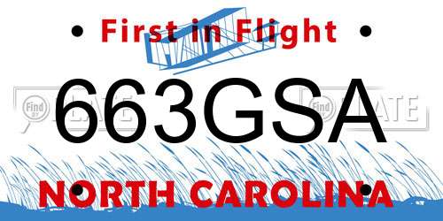 663GSA North Carolina License Plate