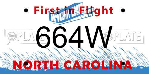664W North Carolina License Plate